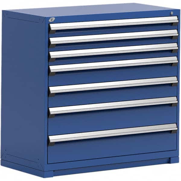 Rousseau Metal - 7 Drawer Avalanche Blue Steel Modular Storage Cabinet - Eagle Tool & Supply