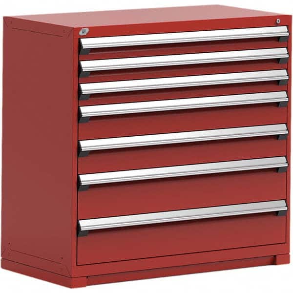 Rousseau Metal - 7 Drawer Flame Red Steel Modular Storage Cabinet - Eagle Tool & Supply