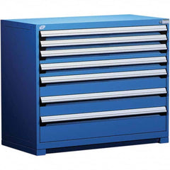 Rousseau Metal - 7 Drawer Avalanche Blue Steel Modular Storage Cabinet - Eagle Tool & Supply
