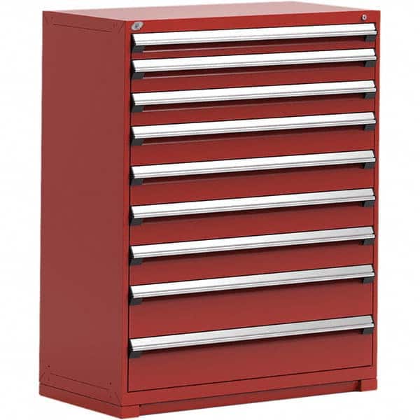 Rousseau Metal - 9 Drawer Flame Red Steel Modular Storage Cabinet - Eagle Tool & Supply