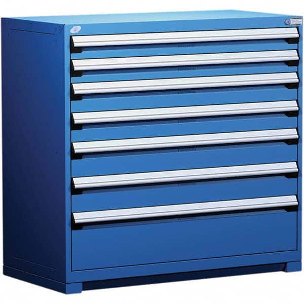 Rousseau Metal - 7 Drawer Avalanche Blue Steel Modular Storage Cabinet - Eagle Tool & Supply