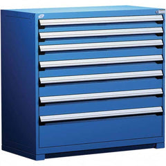 Rousseau Metal - 7 Drawer Avalanche Blue Steel Modular Storage Cabinet - Eagle Tool & Supply