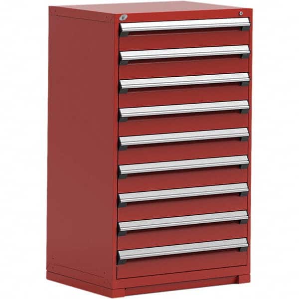 Rousseau Metal - 9 Drawer Flame Red Steel Modular Storage Cabinet - Eagle Tool & Supply