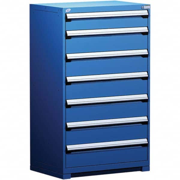Rousseau Metal - 7 Drawer Avalanche Blue Steel Modular Storage Cabinet - Eagle Tool & Supply