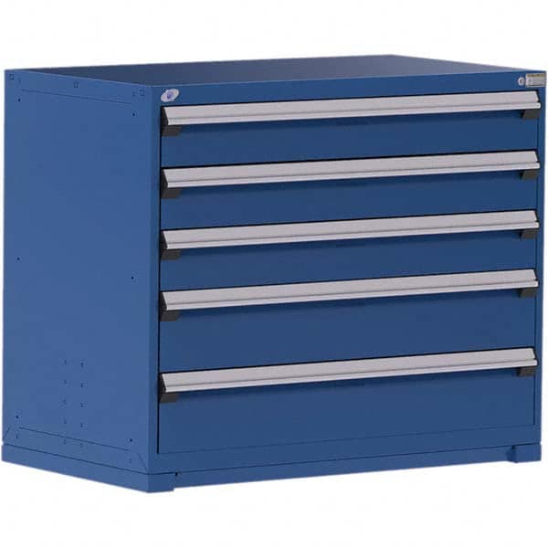 Rousseau Metal - 5 Drawer Avalanche Blue Steel Modular Storage Cabinet - Eagle Tool & Supply