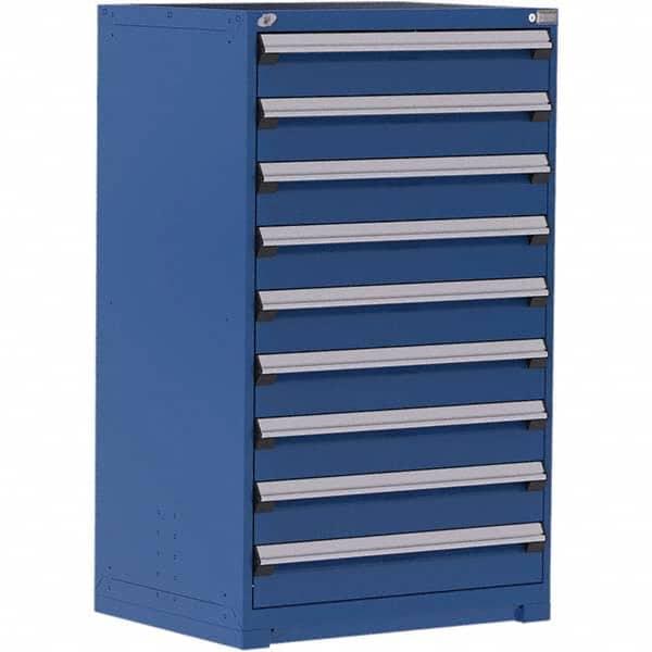 Rousseau Metal - 9 Drawer Avalanche Blue Steel Modular Storage Cabinet - Eagle Tool & Supply