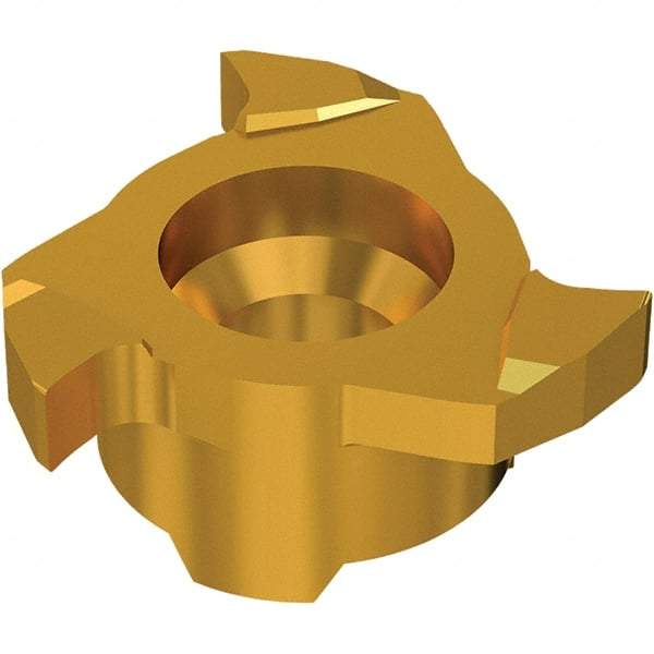 Seco - Carbide Groove Milling Tip Insert - TiN/TiAlN Finish, 3 Flutes, 9.7mm Cutting Diam, 1.5mm Depth of Cut - Eagle Tool & Supply