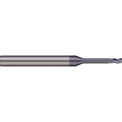 Square End Mill: 3/64'' Dia, 0.071'' LOC, 1/8'' Shank Dia, 1-1/2'' OAL, 3 Flutes, Solid Carbide Single End, nACRo Finish, 20 ° Helix, Centercutting, RH Cut, RH Flute