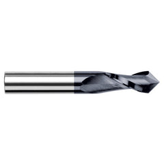 0.3750″ (3/8″) Cutter Diameter × 0.8750″ (7/8″) Length of Cut × 100° included Carbide Drill/End Mill, 2 Flutes, AlTiN Coated - Exact Industrial Supply