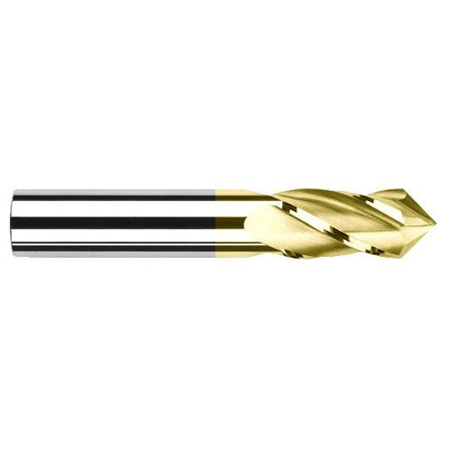 0.1250″ (1/8″) Cutter Diameter × 0.5000″ (1/2″) Length of Cut × 90° included Carbide Drill/End Mill, 4 Flutes, TiN Coated - Exact Industrial Supply