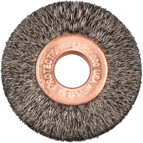 1-1/2″ Small Diameter Crimped Wire Wheel, .006″ Steel Fill, 3/8″ Arbor Hole - Eagle Tool & Supply