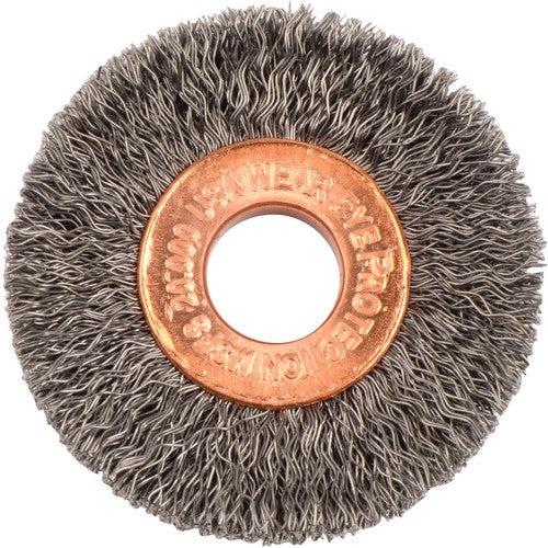 1-1/2″ Small Diameter Crimped Wire Wheel, .0118″ Steel Fill, 3/8″ Arbor Hole - Eagle Tool & Supply