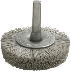 Brush Research Mfg. - 320 Grit, 1-3/4" Brush Diam, Crimped, Flared End Brush - Medium Grade, 1/4" Diam Steel Shank, 2,500 Max RPM - Eagle Tool & Supply
