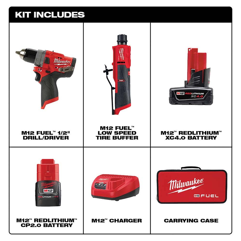 Tire Accessories; Type: Radial Tire Repair Kit; For Tire Size: All Tire Sizes; For Use With: Commercial Tires; Includes: (1) Carry Case; (1) Quick Change Adapter; (1) M12 REDLITHIUM CP 2 ah Lithium-Ion Battery 48-11-2420; (1) M12 REDLITHIUM XC 4 ah Lithiu