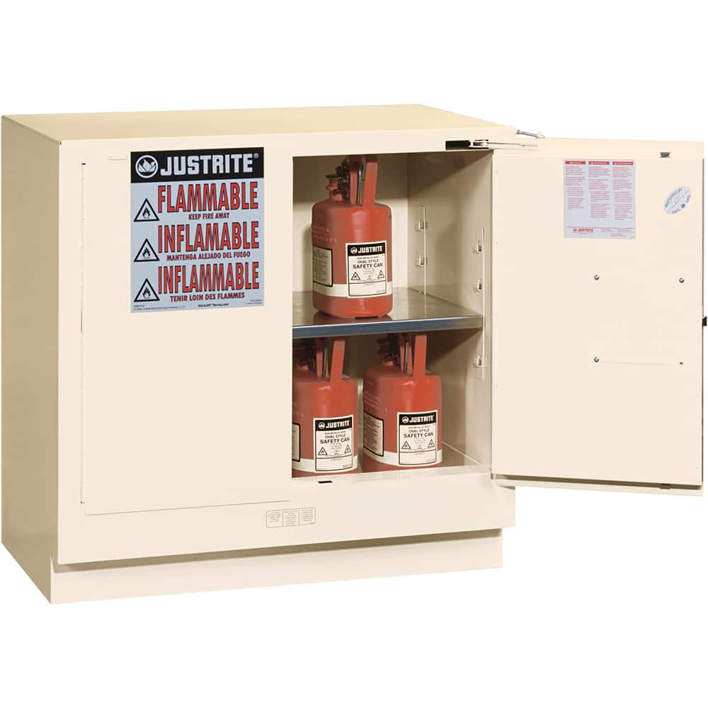 Justrite - 2 Door 1 Shelf 22 Gal Under the Counter Safety Cabinet for Flammable Substances - Exact Industrial Supply