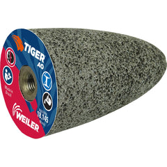 Weiler - Cones & Plugs; Head Thickness (Inch): 3.00 ; Abrasive Material: Aluminum Oxide ; Grit: 24 ; Grade: Coarse ; Wheel Type Number Code: 16 ; Arbor Hole Thread Size: 3/8-24 - Exact Industrial Supply