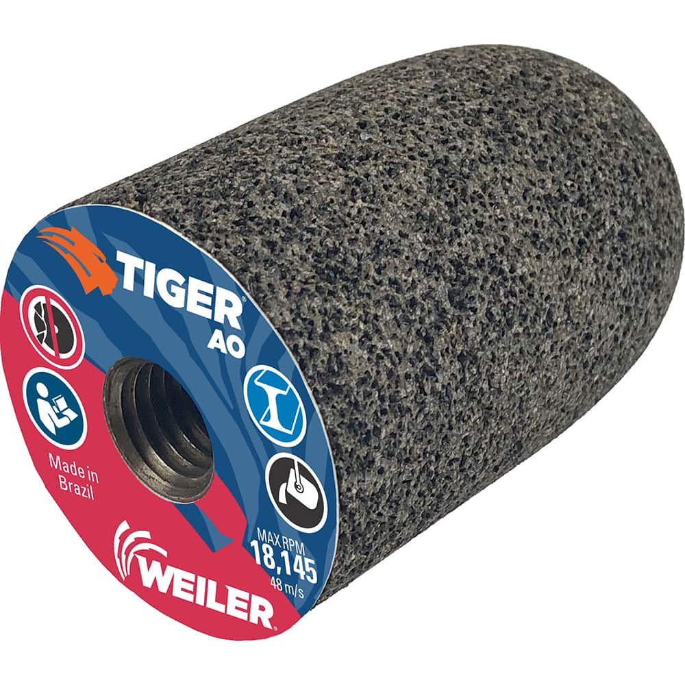 Weiler - Cones & Plugs; Head Thickness (Inch): 3.00 ; Abrasive Material: Aluminum Oxide ; Grit: 24 ; Grade: Coarse ; Wheel Type Number Code: 18R ; Arbor Hole Thread Size: 5/8-11 - Exact Industrial Supply