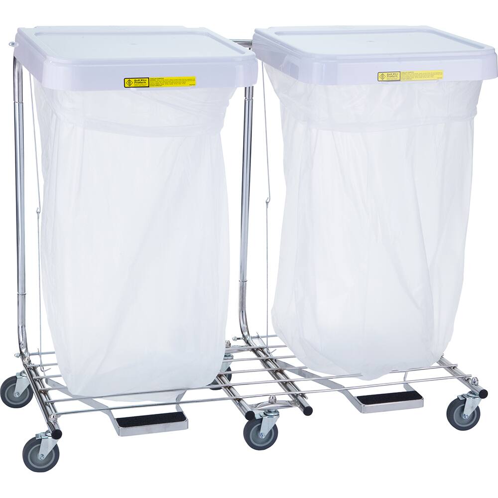 R&B Wire Products - Janitor Carts & Caddies; Type: Hamper ; Material: Steel, ABS Plastic ; Width (Inch): 39.5 ; Length: 17.75 (Inch); Height (Inch): 35 ; Color: White - Exact Industrial Supply