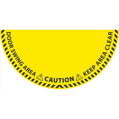 NMC - Adhesive Backed Floor Signs; Message Type: Workplace/Safety ; Graphic Type: Doorway ; Message or Graphic: DOOR SWING, KEEP CLEAR ; Legend: DOOR SWING, KEEP CLEAR ; Color: Yellow; Black ; Special Color Properties: No Special Color Properties - Exact Industrial Supply