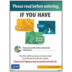 NMC - "Please Read Before Entering - If You Have Fever Cough Shortness of Breath Please Call Our Office Before Coming Inside", 18" Wide x 24" High, Paper Safety Sign - Eagle Tool & Supply