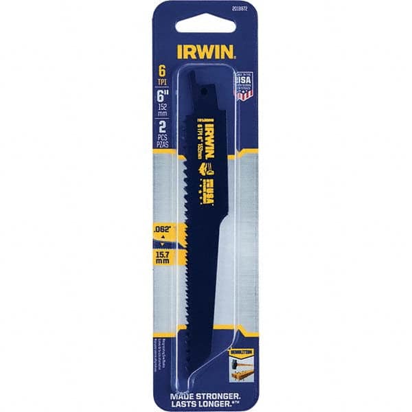 Irwin - Reciprocating Saw Blades Blade Material: Bi-Metal Blade Length (Inch): 6 - Eagle Tool & Supply