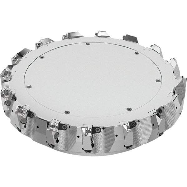 Seco - 12-1/2" Cut Diam, 2-1/2" Arbor Hole, 0.236" Max Depth of Cut, 48° Indexable Chamfer & Angle Face Mill - 16 Inserts, SN.. Insert, Right Hand Cut, 16 Flutes, Through Coolant, Series R220.54 - Eagle Tool & Supply