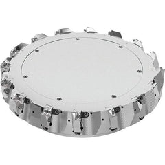 Seco - 12-1/2" Cut Diam, 2-1/2" Arbor Hole, 0.236" Max Depth of Cut, 48° Indexable Chamfer & Angle Face Mill - 16 Inserts, SN.. Insert, Right Hand Cut, 16 Flutes, Through Coolant, Series R220.54 - Eagle Tool & Supply