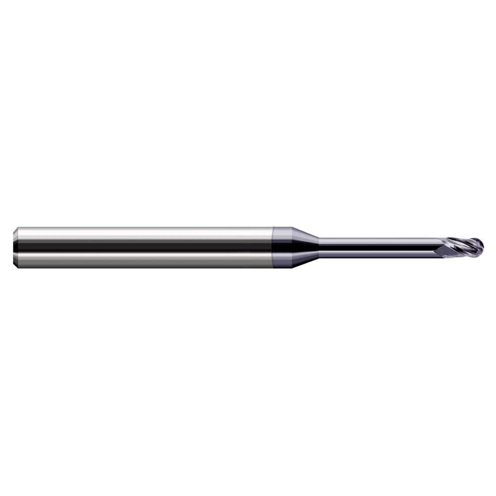 Harvey Tool - Ball End Mills; Mill Diameter (Decimal Inch): 0.0210 ; Number of Flutes: 3 ; Length of Cut (mm): 0.8000 ; Length of Cut (Inch): 1/32 ; Length of Cut (Decimal Inch): 0.0310 ; Material: Solid Carbide - Exact Industrial Supply