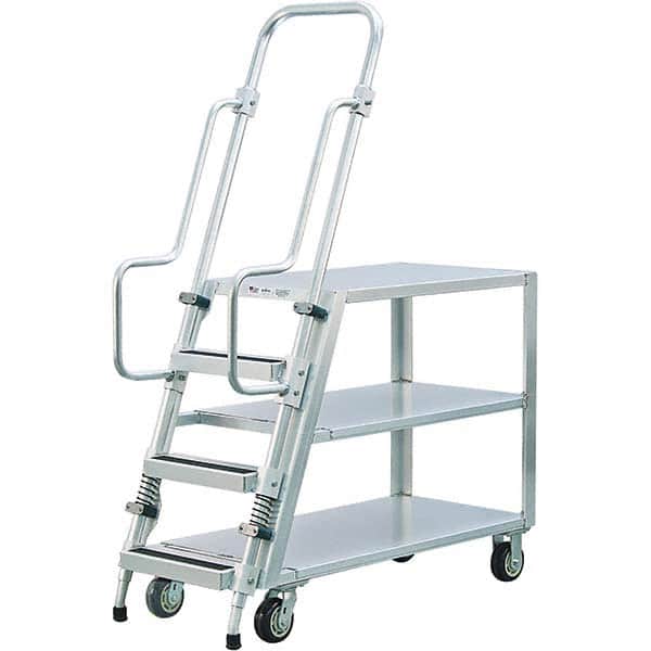 New Age Industrial - 69-1/2" High 800 Lb Capacity 3 Step Stock-Picking Ladder - Eagle Tool & Supply