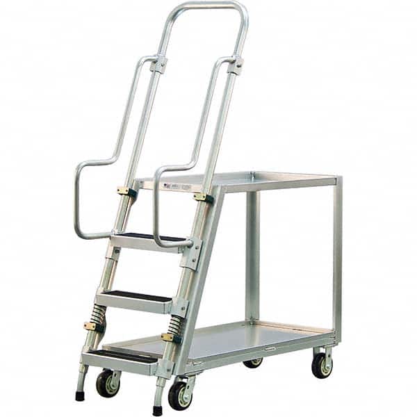 New Age Industrial - 69-1/2" High 800 Lb Capacity 3 Step Stock-Picking Ladder - Eagle Tool & Supply
