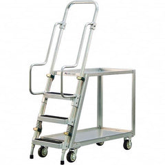 New Age Industrial - 69-1/2" High 800 Lb Capacity 3 Step Stock-Picking Ladder - Eagle Tool & Supply
