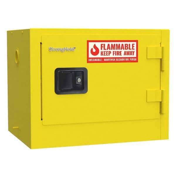 Strong Hold - Safety Cabinets Hazardous Chemical Type: Flammable and Combustible Liquids Color: Yellow - Eagle Tool & Supply