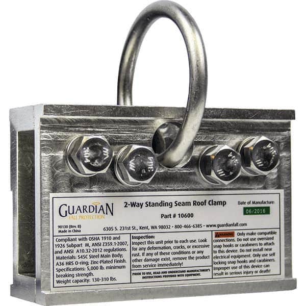 Guardian Fall Protection - Anchors, Grips & Straps Type: Standing Seam Roof Clamp Temporary or Permanent: Temporary - Eagle Tool & Supply