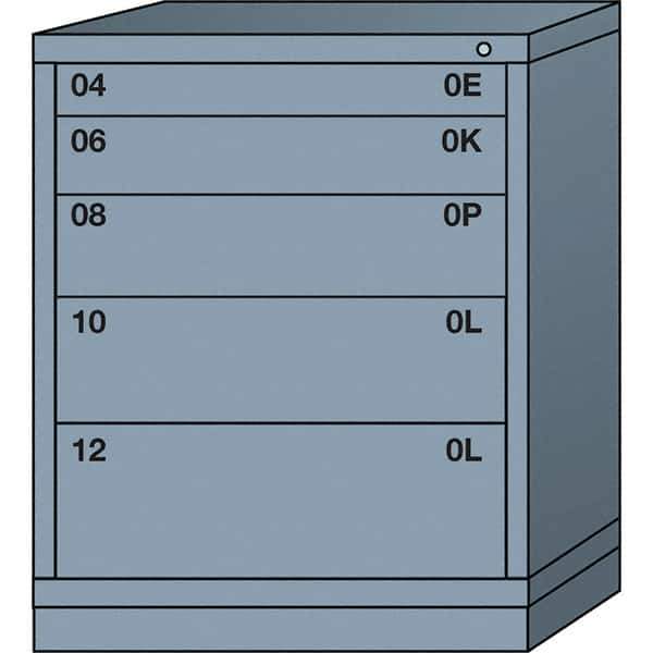 Lyon - 5 Drawer, Standard Mid-Range - Single Drawer Access Cabinet - Steel, 30" Wide x 28-1/4" Deep x 37-15/79" High, Dove Gray - Eagle Tool & Supply