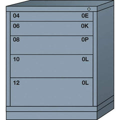 Lyon - 5 Drawer, Standard Mid-Range - Single Drawer Access Cabinet - Steel, 30" Wide x 28-1/4" Deep x 37-15/79" High, Dove Gray - Eagle Tool & Supply