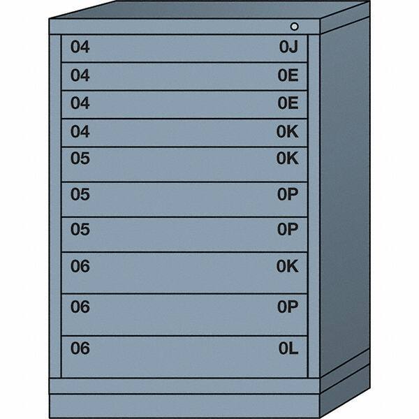 Lyon - 10 Drawer, Standard Counter - Multiple Drawer Access Cabinet - Steel, 30" Wide x 28-1/4" Deep x 44-1/4" High, Dove Gray - Eagle Tool & Supply