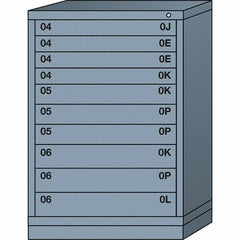 Lyon - 10 Drawer, Standard Counter - Multiple Drawer Access Cabinet - Steel, 30" Wide x 28-1/4" Deep x 44-1/4" High, Dove Gray - Eagle Tool & Supply