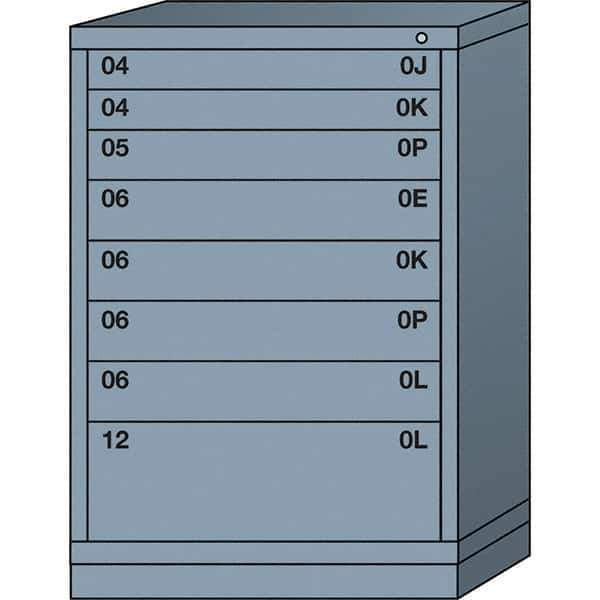 Lyon - 8 Drawer, Standard Counter - Multiple Drawer Access Cabinet - Steel, 30" Wide x 28-1/4" Deep x 44-1/4" High, Dove Gray - Eagle Tool & Supply