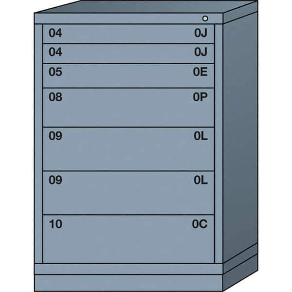 Lyon - 7 Drawer, Standard Counter - Multiple Drawer Access Cabinet - Steel, 30" Wide x 28-1/4" Deep x 44-1/4" High, Dove Gray - Eagle Tool & Supply
