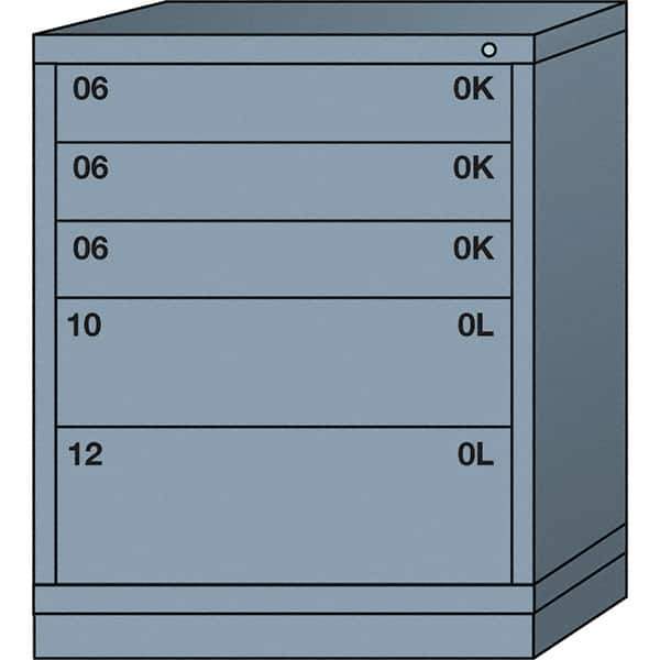 Lyon - 5 Drawer, Standard Mid-Range - Single Drawer Access Cabinet - Steel, 30" Wide x 28-1/4" Deep x 37-15/79" High, Dove Gray - Eagle Tool & Supply