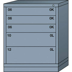 Lyon - 5 Drawer, Standard Mid-Range - Multiple Drawer Access Cabinet - Steel, 30" Wide x 28-1/4" Deep x 37-15/79" High, Dove Gray - Eagle Tool & Supply