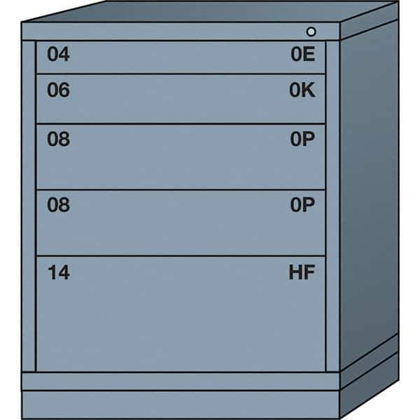 Lyon - 5 Drawer, Standard Mid-Range - Single Drawer Access Cabinet - Steel, 30" Wide x 28-1/4" Deep x 37-15/79" High, Dove Gray - Eagle Tool & Supply