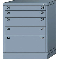 Lyon - 5 Drawer, Standard Mid-Range - Multiple Drawer Access Cabinet - Steel, 30" Wide x 28-1/4" Deep x 37-15/79" High, Dove Gray - Eagle Tool & Supply