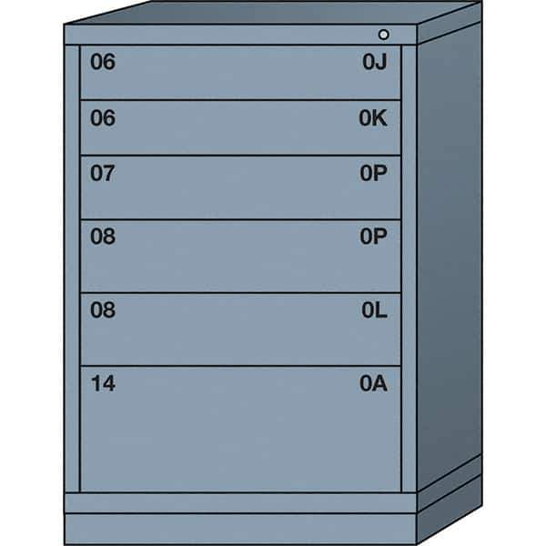Lyon - 6 Drawer, Standard Counter - Single Drawer Access Cabinet - Steel, 30" Wide x 28-1/4" Deep x 44-1/4" High, Dove Gray - Eagle Tool & Supply