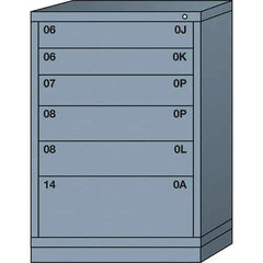 Lyon - 6 Drawer, Standard Counter - Single Drawer Access Cabinet - Steel, 30" Wide x 28-1/4" Deep x 44-1/4" High, Dove Gray - Eagle Tool & Supply
