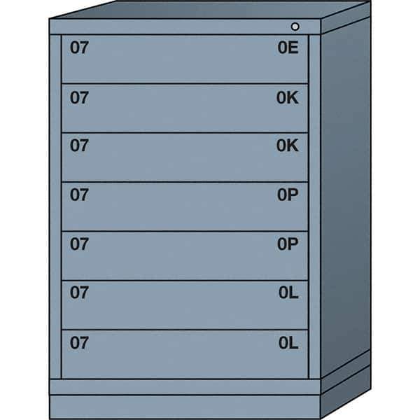 Lyon - 7 Drawer, Standard Counter - Multiple Drawer Access Cabinet - Steel, 30" Wide x 28-1/4" Deep x 44-1/4" High, Dove Gray - Eagle Tool & Supply