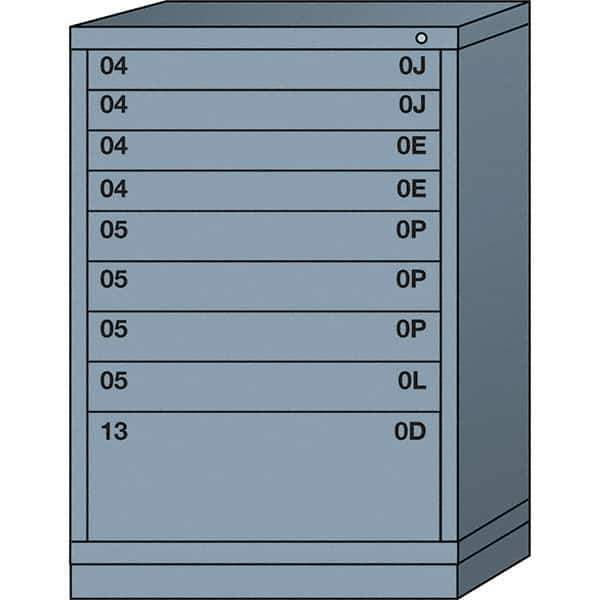 Lyon - 9 Drawer, Standard Counter - Single Drawer Access Cabinet - Steel, 30" Wide x 28-1/4" Deep x 44-1/4" High, Dove Gray - Eagle Tool & Supply