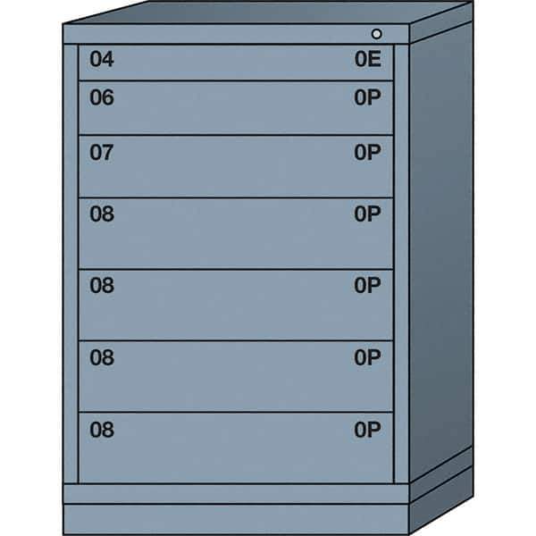 Lyon - 7 Drawer, Standard Counter - Single Drawer Access Cabinet - Steel, 30" Wide x 28-1/4" Deep x 44-1/4" High, Dove Gray - Eagle Tool & Supply