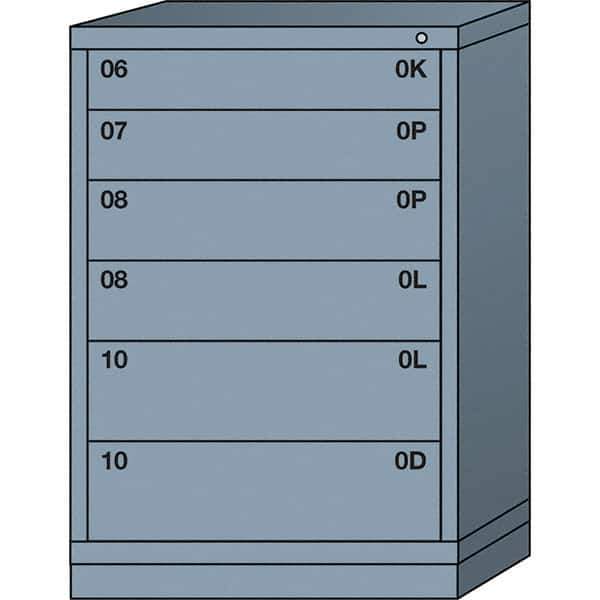 Lyon - 6 Drawer, Standard Counter - Multiple Drawer Access Cabinet - Steel, 30" Wide x 28-1/4" Deep x 44-1/4" High, Dove Gray - Eagle Tool & Supply