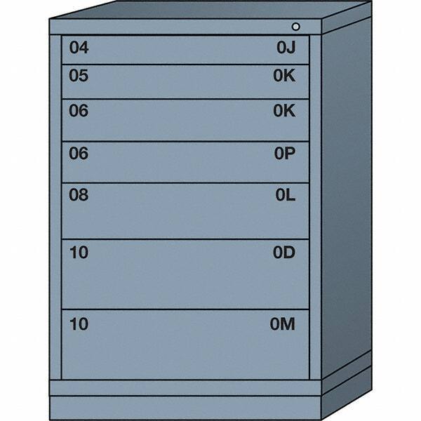 Lyon - 7 Drawer, Standard Counter - Single Drawer Access Cabinet - Steel, 30" Wide x 28-1/4" Deep x 44-1/4" High, Dove Gray - Eagle Tool & Supply